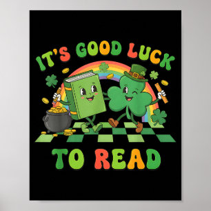 Póster Es buena suerte leer libro del día de San Patricio