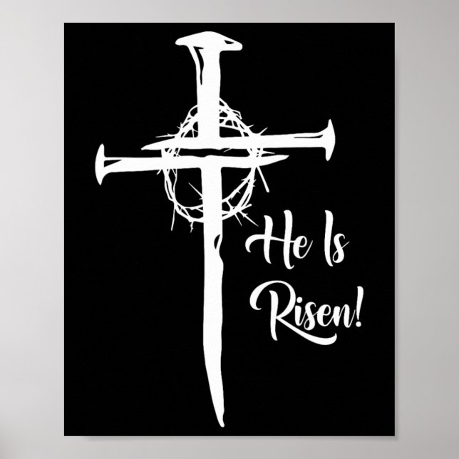 Póster Es Cruz De Risen Jesús Religioso Día De Pascua Chr (Frente)