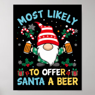 Póster Es Divertido Ofrecer Navidades De Cerveza A Santa
