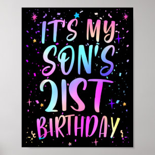 Póster Es el 21 cumpleaños de mi hijo Colorido Feliz 21 a