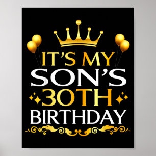 Póster Es el 30 cumpleaños de mi hijo Feliz Cumpleaños 30