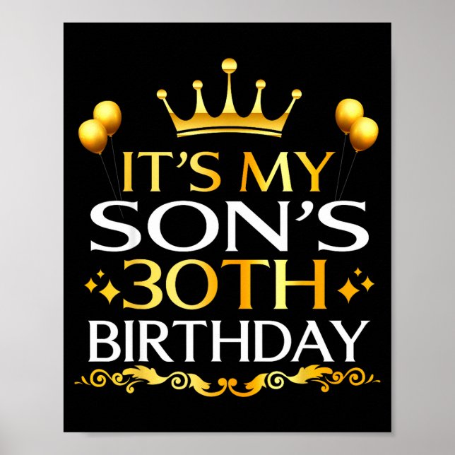 Póster Es el 30 cumpleaños de mi hijo Feliz Cumpleaños 30 (Frente)