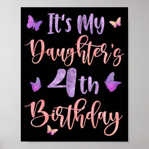 Póster Es el 4 cumpleaños de mi hija Mariposa Feliz 4 año