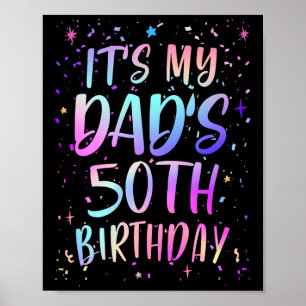 Póster Es el 50 cumpleaños de mi papá Colorido Feliz 50 a