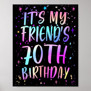 Póster Es el 70 cumpleaños de mi amigo Colorido Feliz 70 