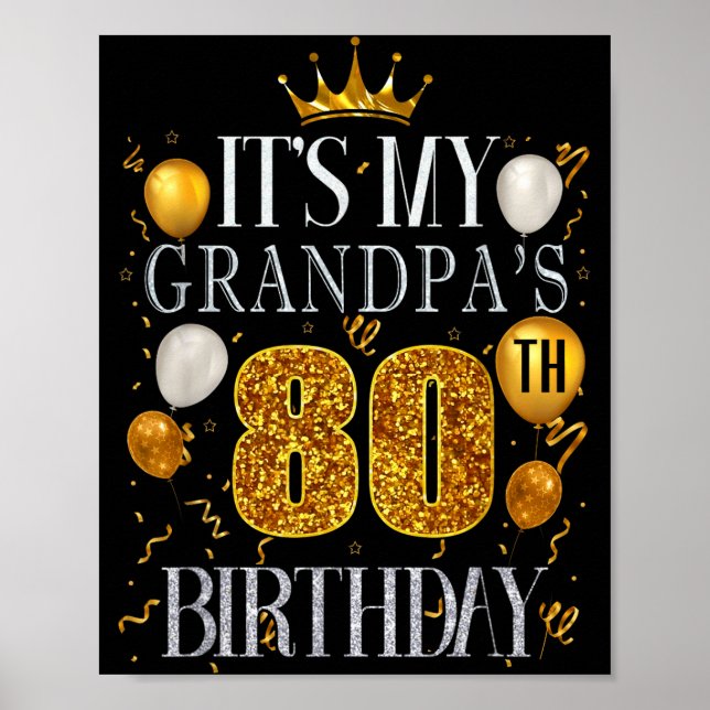 Póster Es el 80 cumpleaños de mi abuelo Feliz cumpleaños  (Frente)