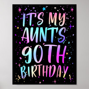 Póster Es el 90 cumpleaños de mi tía Colorido Feliz 90 añ