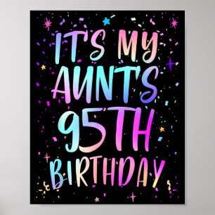 Póster Es el 95 cumpleaños de mi tía Colorido Feliz 95 añ