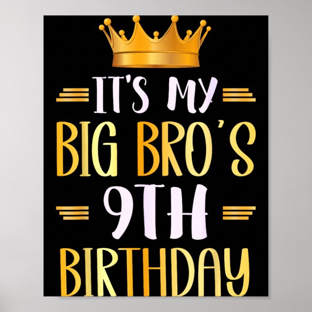 Póster Es el 9 cumpleaños de mi hermano mayor Feliz 9 año (Frente)