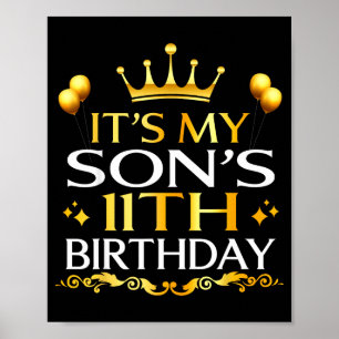 Póster Es el cumpleaños número 11 de mi hijo Feliz cumple