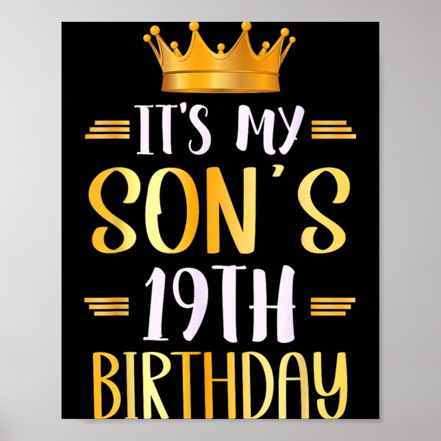 Póster Es el cumpleaños número 19 de mi hijo Feliz 19 año (Frente)