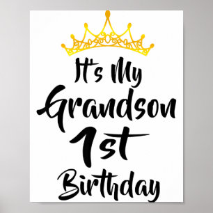 Póster Es el cumpleaños número 1 de mi nieto Corona Feliz