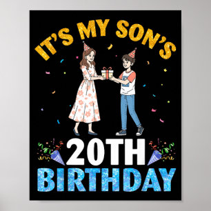 Póster Es el cumpleaños número 20 de mi hijo Feliz 20 año