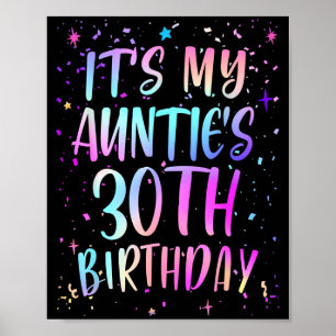 Póster Es el cumpleaños número 30 de mi tía Colorido Feli