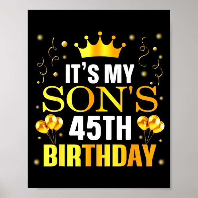 Póster Es el cumpleaños número 45 de mi hijo Feliz Cumple (Frente)