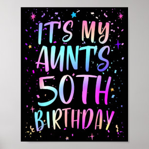 Póster Es el cumpleaños número 50 de mi tía Colorido Feli