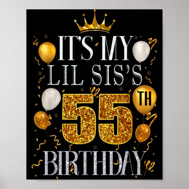 Póster Es el cumpleaños número 55 de mi hermanita Feliz c (Frente)