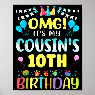 Póster Es el décimo cumpleaños de mi primo Dulces 10 años