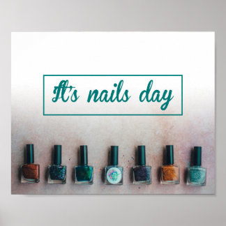 Póster Es el día de las uñas, cuida tus uñas, uñas