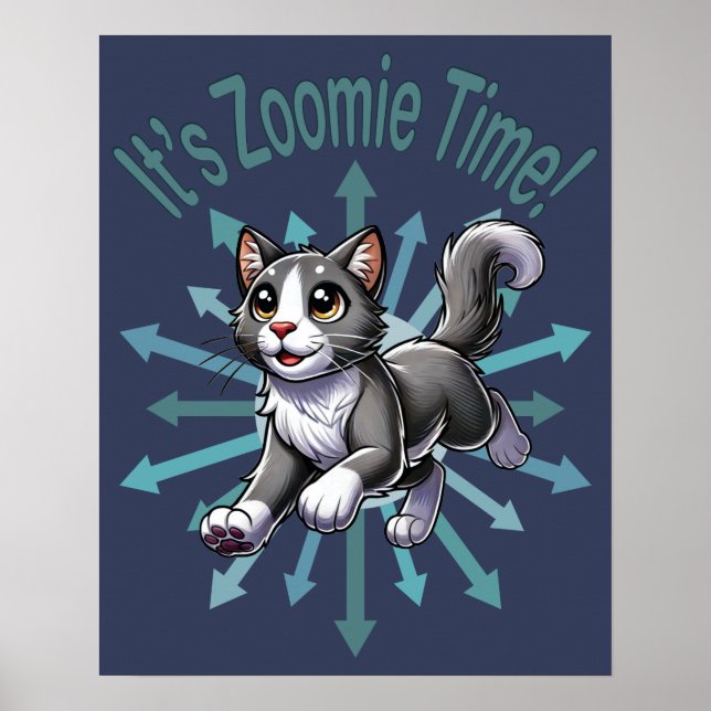 Póster Es el gato Zoomie Time Gray Bicolor (Frente)