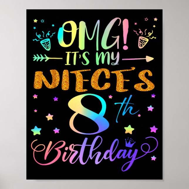 Póster Es el octavo cumpleaños de mi hermana Feliz cumple (Frente)
