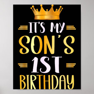 Póster Es el primer cumpleaños de mi hijo Feliz 1 año 