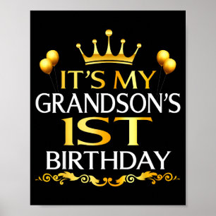 Póster Es el primer cumpleaños de mi nieto Feliz cumpleañ