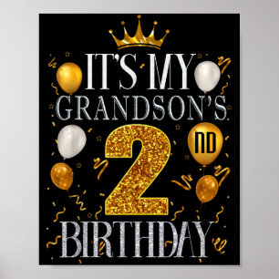 Póster Es el segundo cumpleaños de mi nieto Feliz cumplea