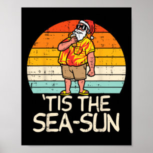 Póster Es El Sol Del Mar Santa Atardecer Retro Navidad En