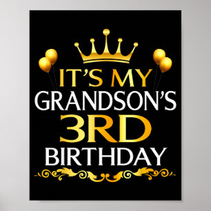 Póster Es el tercer cumpleaños de mi nieto Feliz cumpleañ