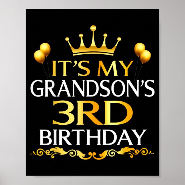 Póster Es el tercer cumpleaños de mi nieto Feliz cumpleañ (Frente)