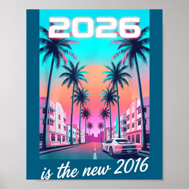 Póster Es estética de coche retro synthwave de 2016 (Frente)