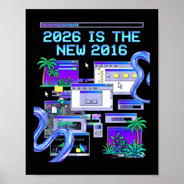 Póster Es estética de computadora pixel Vaporwave de 2016 (Frente)