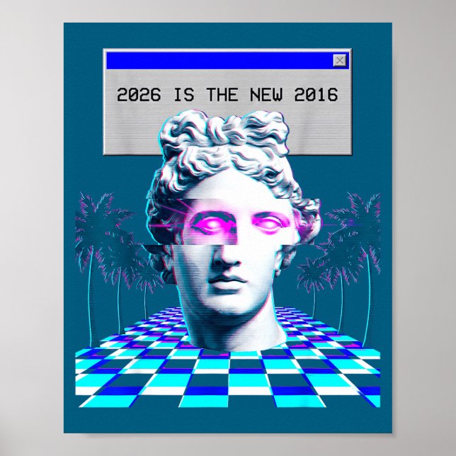Póster Es estética de estatua Vaporwave Glitch 2016 (Frente)