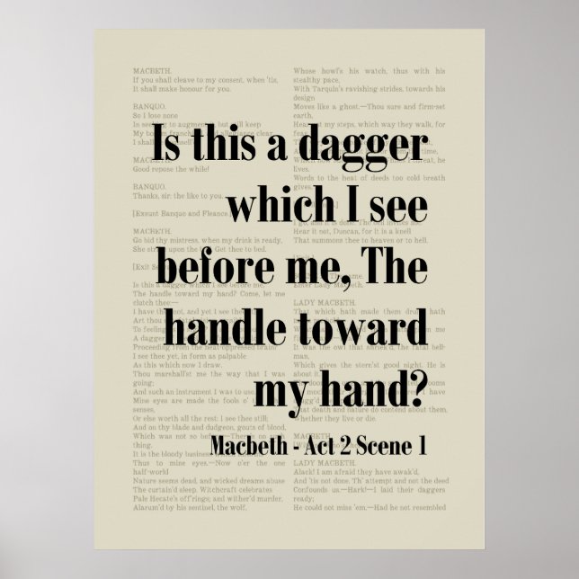 Póster ¿Es esto una daga cita de Macbeth Shakespeare? (Frente)