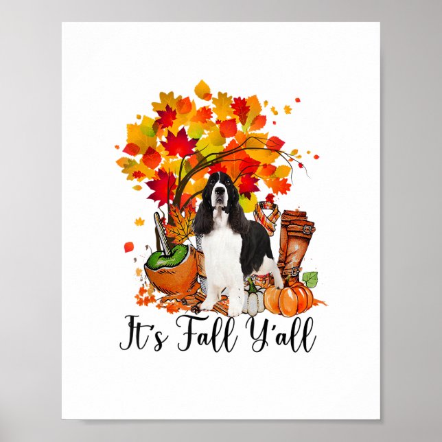 Póster Es Fall Y'all Springer Spaniel Dog Halloween Tha (Frente)