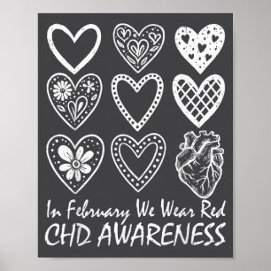 Póster Es febrero corazón rojo salud corazón