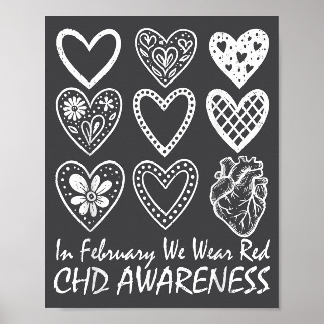 Póster Es febrero corazón rojo salud corazón (Frente)