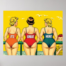 Es genial aquí, mujeres bonitas en una playa, dive