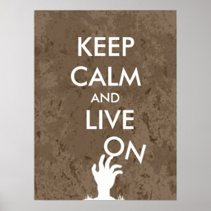 Póster Es Gracioso Mantenerse Tranquilo Poster Zombie Con