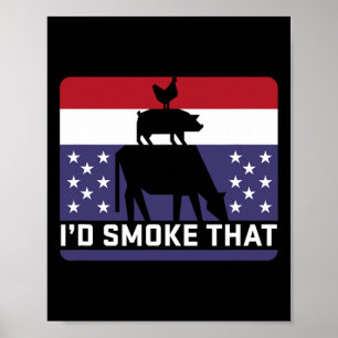 Póster Es gracioso que fume ese parrillada retro barbacoa