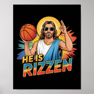 Póster Es Gracioso Que Sea Rizzen Jesus Shirt Baloncesto