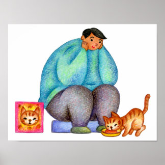 Póster Es hora de comer para mi querido gato.