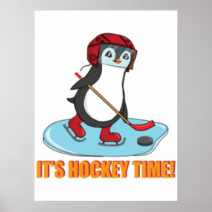 Póster Es hora de hockey - Hockey picado pingüino