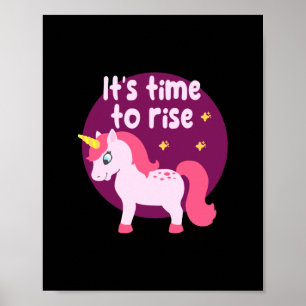 Póster Es hora de levantarse Kawaii lindo unicornio rosa