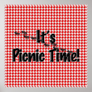 Póster ¡Es hora de picnic! Ropa de tabla de verificación 