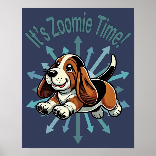 Póster Es hora de Zoomie Basset Hound (Frente)