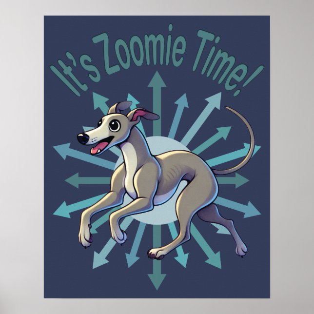 Póster Es hora de Zoomie Time Greyhound (Frente)