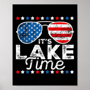 Póster Es hora del lago Bandera patriótica americana de U
