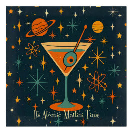 Póster Es hora del Martini Atómico Estrellas Cósmicas